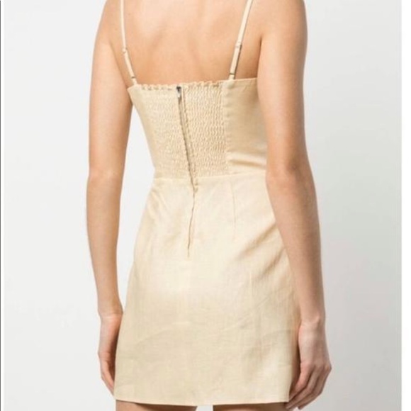 Reformation Yellow Roarke Mini Linen Sweetheart Sleeveless Parmesan color - Picture 4 of 12